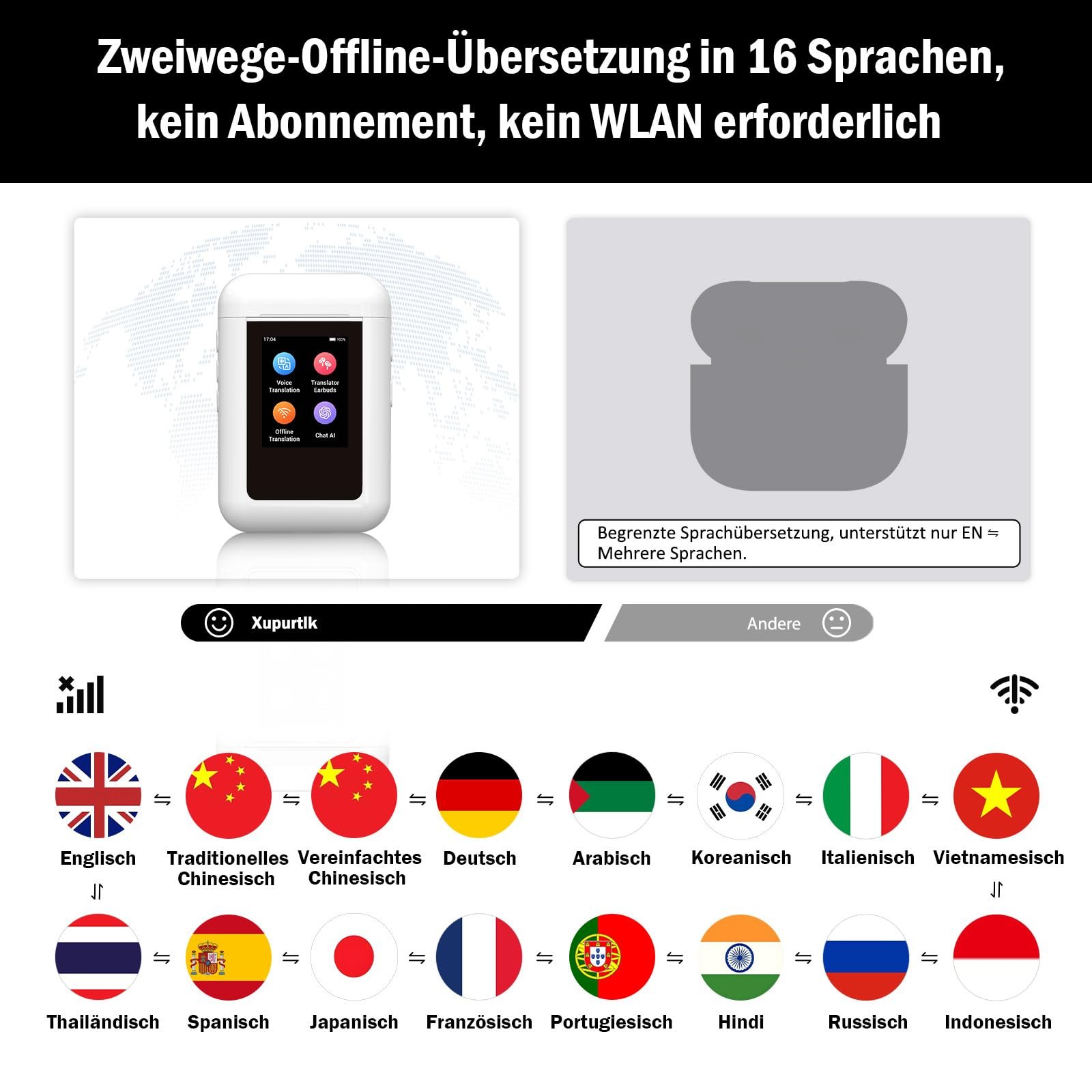 Переводчик Языки Xupurtlk A8, 138 языков, Голосовой вывод, Экран 2.0 дюйма, фото №3 Переводчик Языки Xupurtlk A8, 138 языков, Голосовой вывод, Экран 2.0 дюйма, фото №3