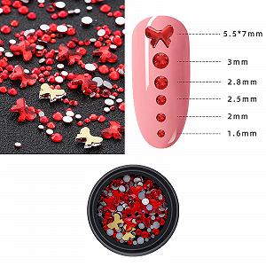 Стрази для нігтів Icing Set 1 Коробка Червоний бант 4 Пласкі стрази synthetic.ua - Фото 1