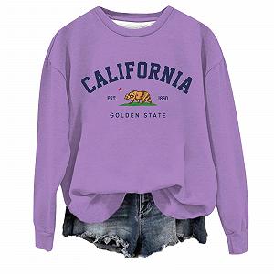 Женский свитшот Los Angeles California, круглый вырез, топ в стиле колледжа, графический буквенный принт, тонкий, повседневный, однотонный, винтажный, легкий, 2025 - Фото 1