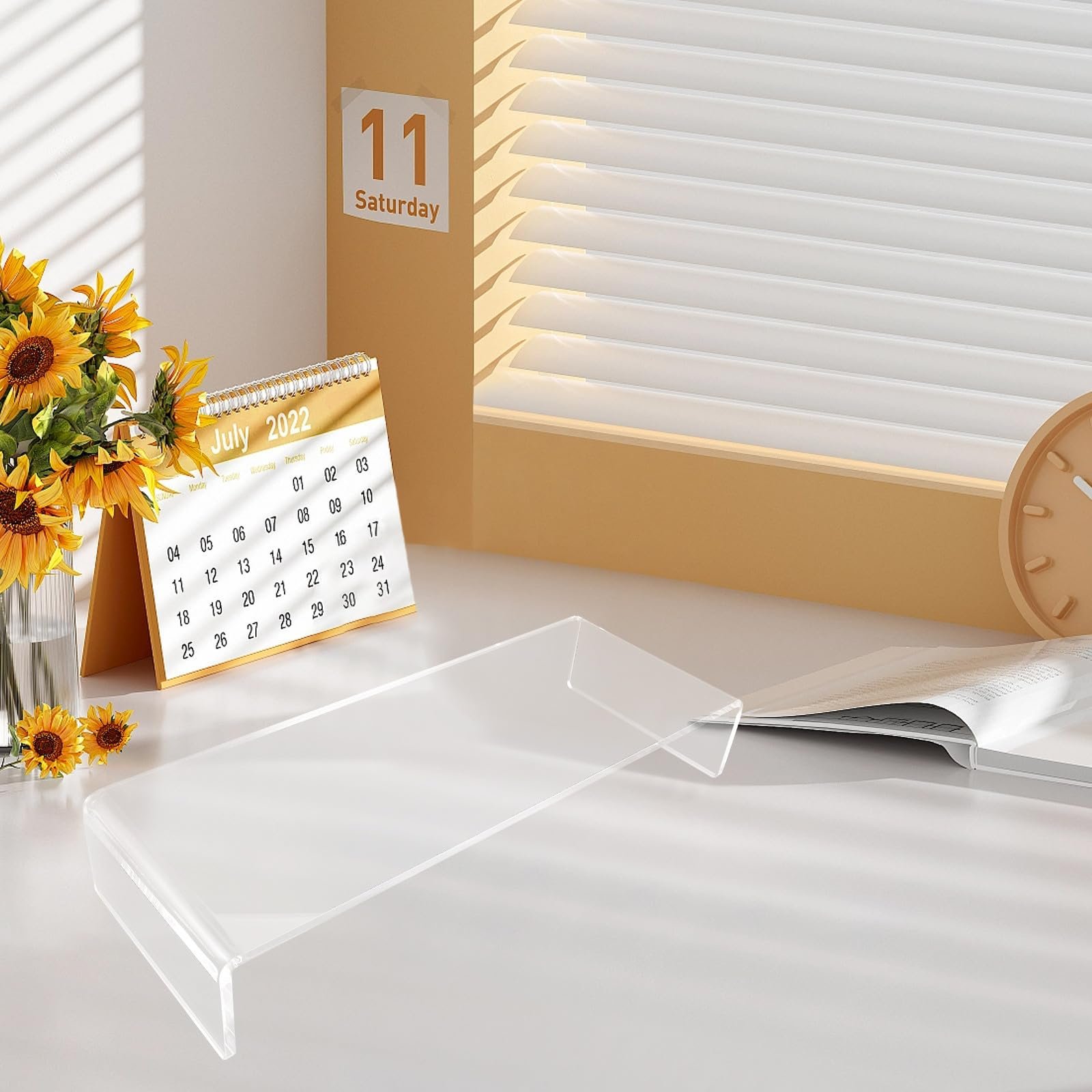 Подставка для монитора NUOBESTY Настольная Прозрачная Полка-органайзер Подставка для компьютера Подставка для ноутбука, фото №6