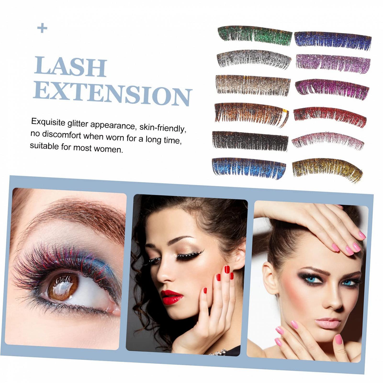 6 Пар Блискучі Накладні Вії Кольорові Блискучі Вії Накладні Косплей Вії Довгі Вії З Об'ємом Набір Волокон, фото №5