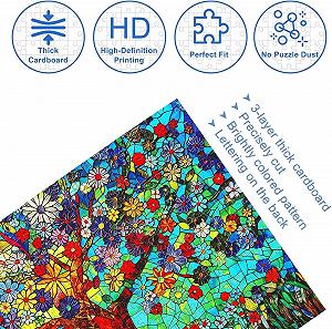 Пазл Мультяшный поезд и цветы 300 деталей 38 x 26 см synthetic.ua - Фото 1