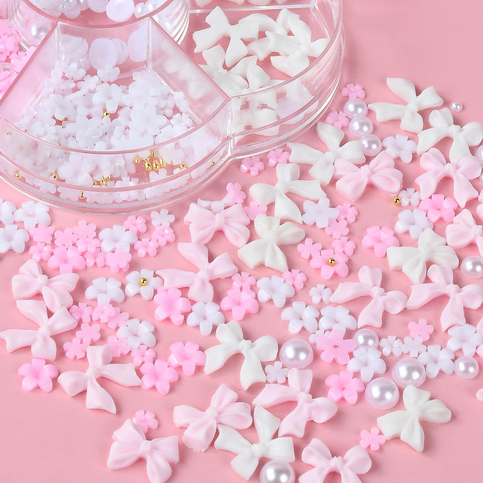 Прикраси для нігтів, Милі бантики Квіти, Акрилові квіткові намистини, фото №3