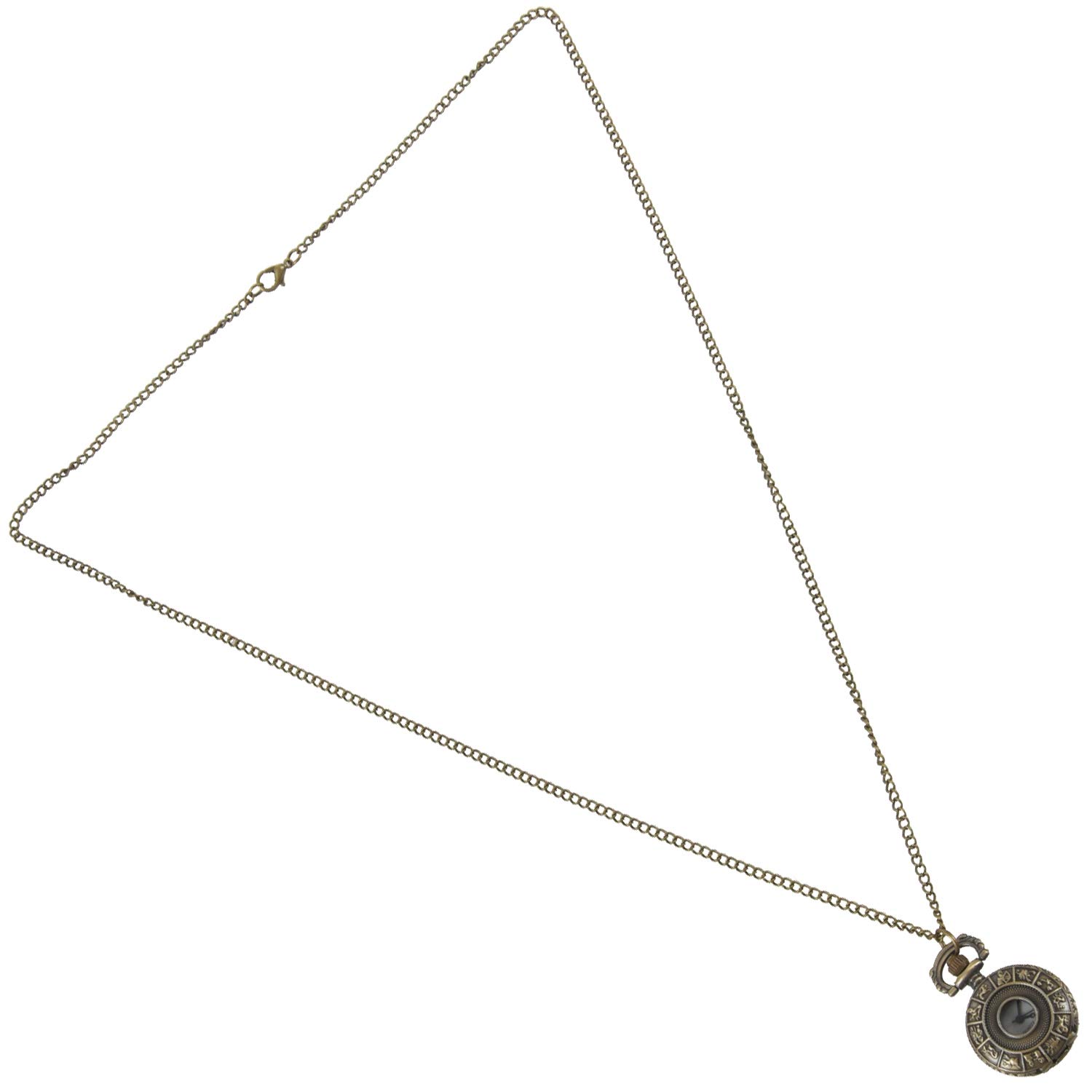 Годинник-кулон Malloy Retro Striped Volume Round Shape Бронзовий, фото №7