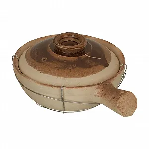 Горшок глиняный BESPORTBLE с ручкой терракотовый антипригарный для газовых плит - Фото 1