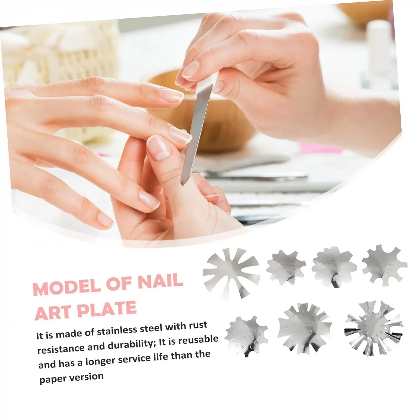 Набор для маникюра PACKOVE 7 шт. Металлические шаблоны для ногтей Серебристый, фото №3 Набор для маникюра PACKOVE 7 шт. Металлические шаблоны для ногтей Серебристый, фото №3