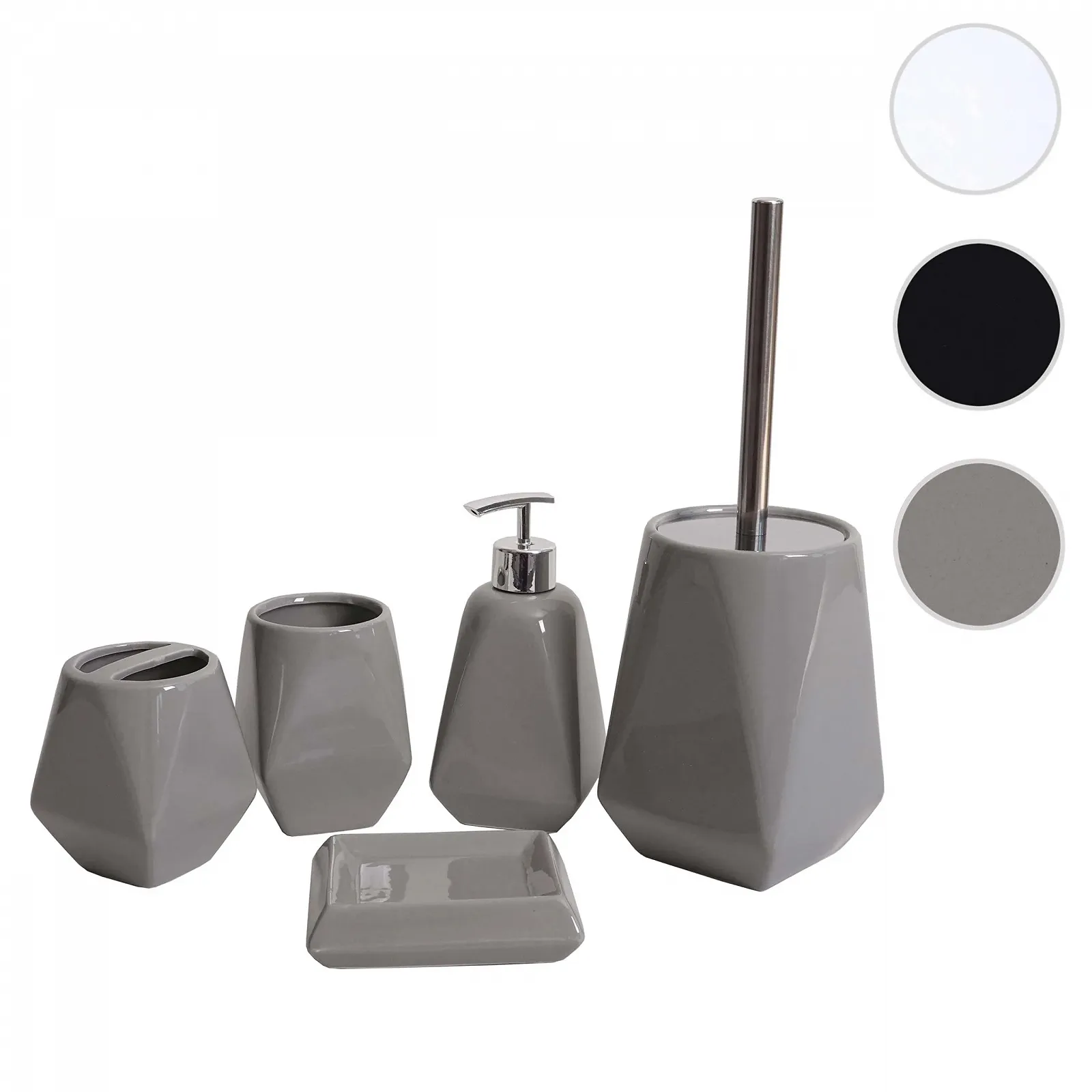 Набор для ванной комнаты из 5 предметов Mendler HWC-C71AM Керамика Серый, фото №8