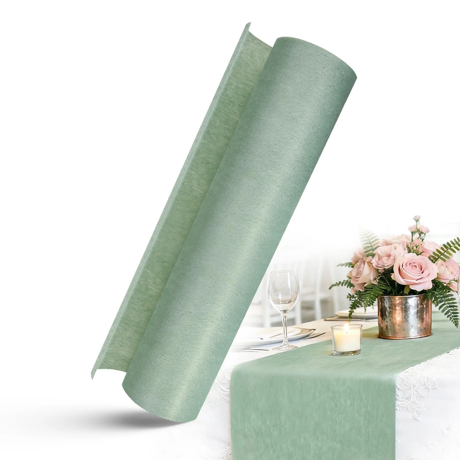 Ранер для столу Non-Woven Eucalyptus Green 30 cm x 25 m Sage Green, фото №1
