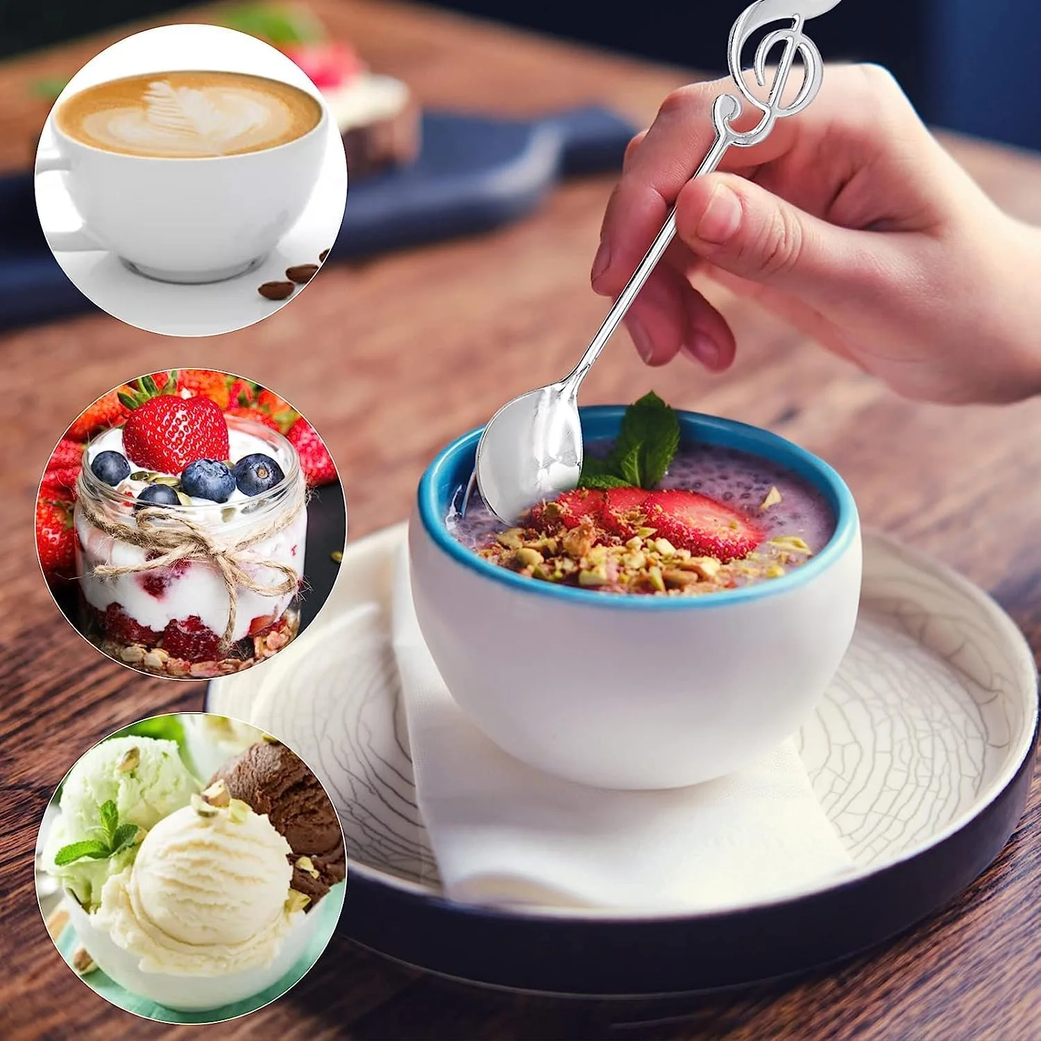 Ложка Кавова MIVIDE Музична нота Сріблястий і золотий, 16 шт, фото №4 Ложка Кавова MIVIDE Музична нота Сріблястий і золотий, 16 шт, фото №4