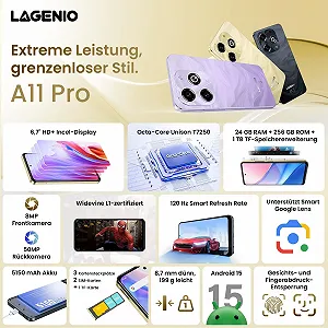 Смартфон LAGENIO A11 Pro 24GB RAM 256GB 4G Dual SIM Purple synthetic.ua - Фото 1