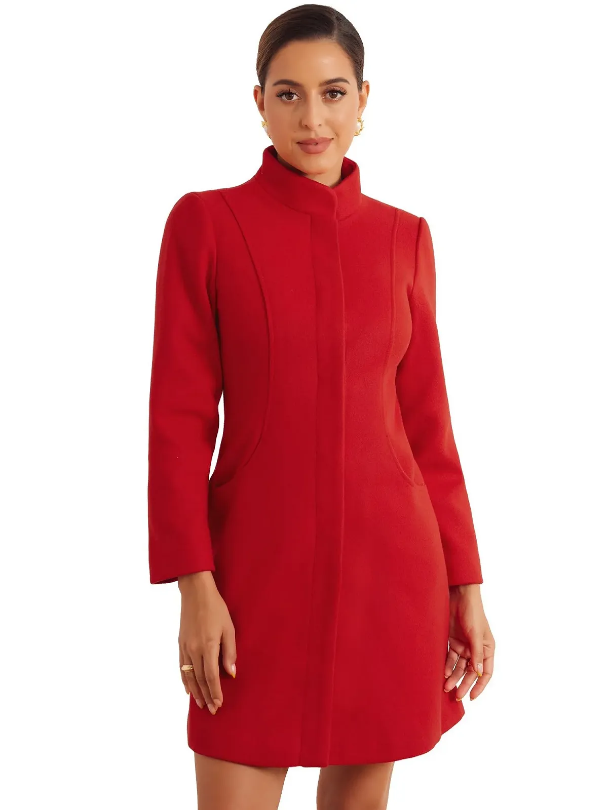 Пальто Allegra K Зимнее с воротником-стойкой Теплое Длинное Однобортное, фото №1 Пальто Allegra K Зимнее с воротником-стойкой Теплое Длинное Однобортное, фото №1