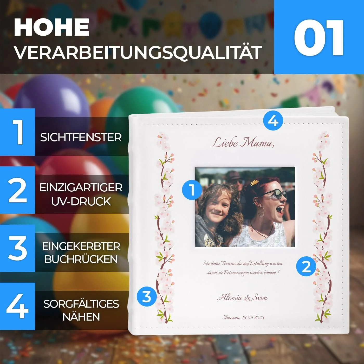 Альбом для вклеивания Maverton Dreams 21 x 22 см Белый для 200 Фотографий 10 x 15 с печатью, фото №2