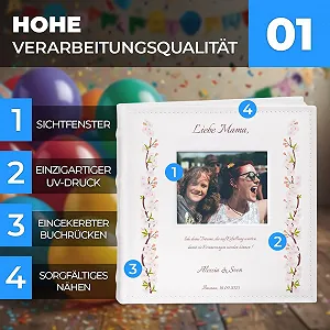 Альбом для вклеивания Maverton Dreams 21 x 22 см Белый для 200 Фотографий 10 x 15 с печатью synthetic.ua - Фото 1