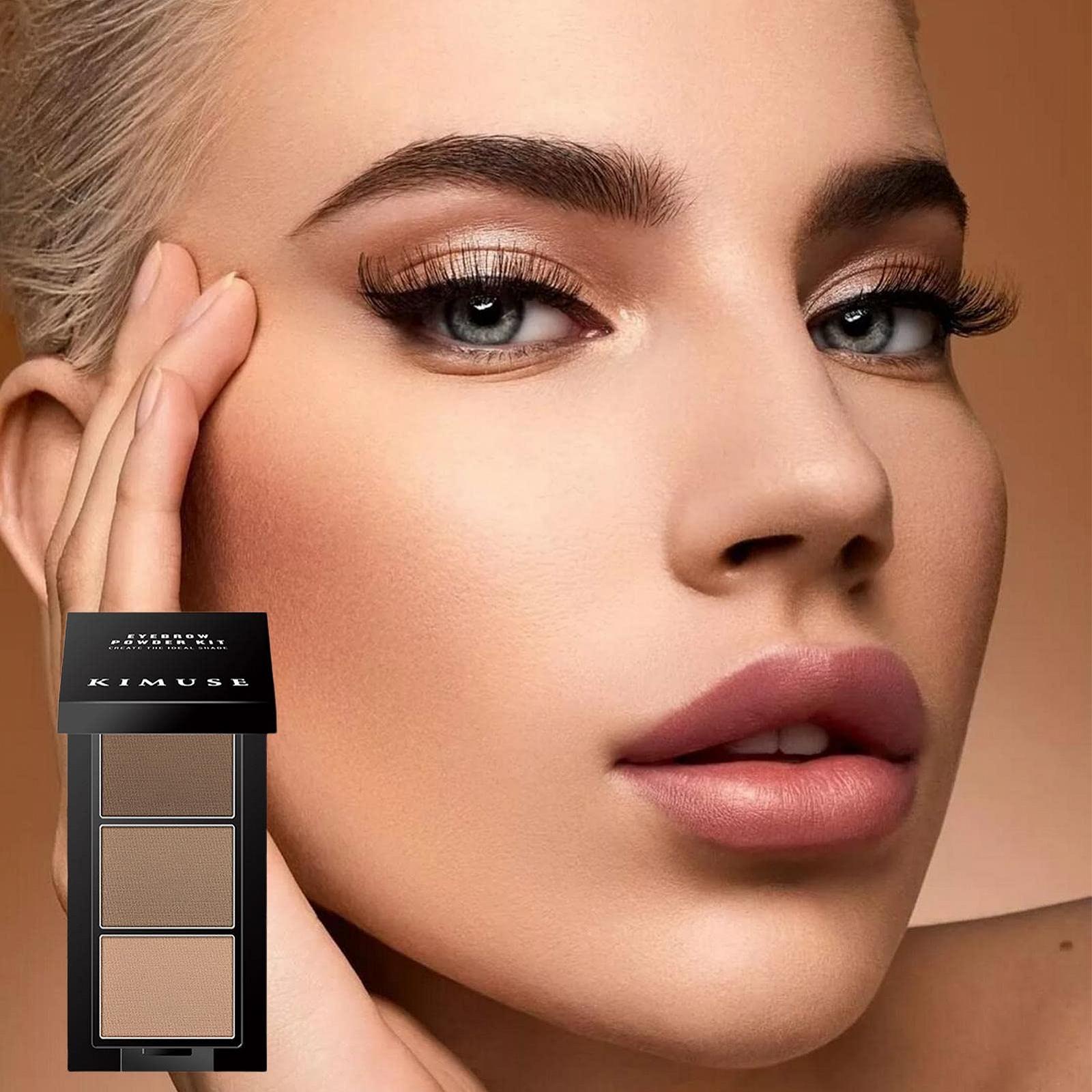 Пудра для брів 3-колірний набір із пензлем двобічним водостійка, фото №2