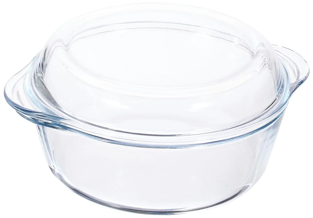 Набір скляних форм для запікання Круглі з кришками 3 шт., фото №2