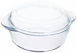 Набір скляних форм для запікання Круглі з кришками 3 шт. synthetic.ua - Фото 1