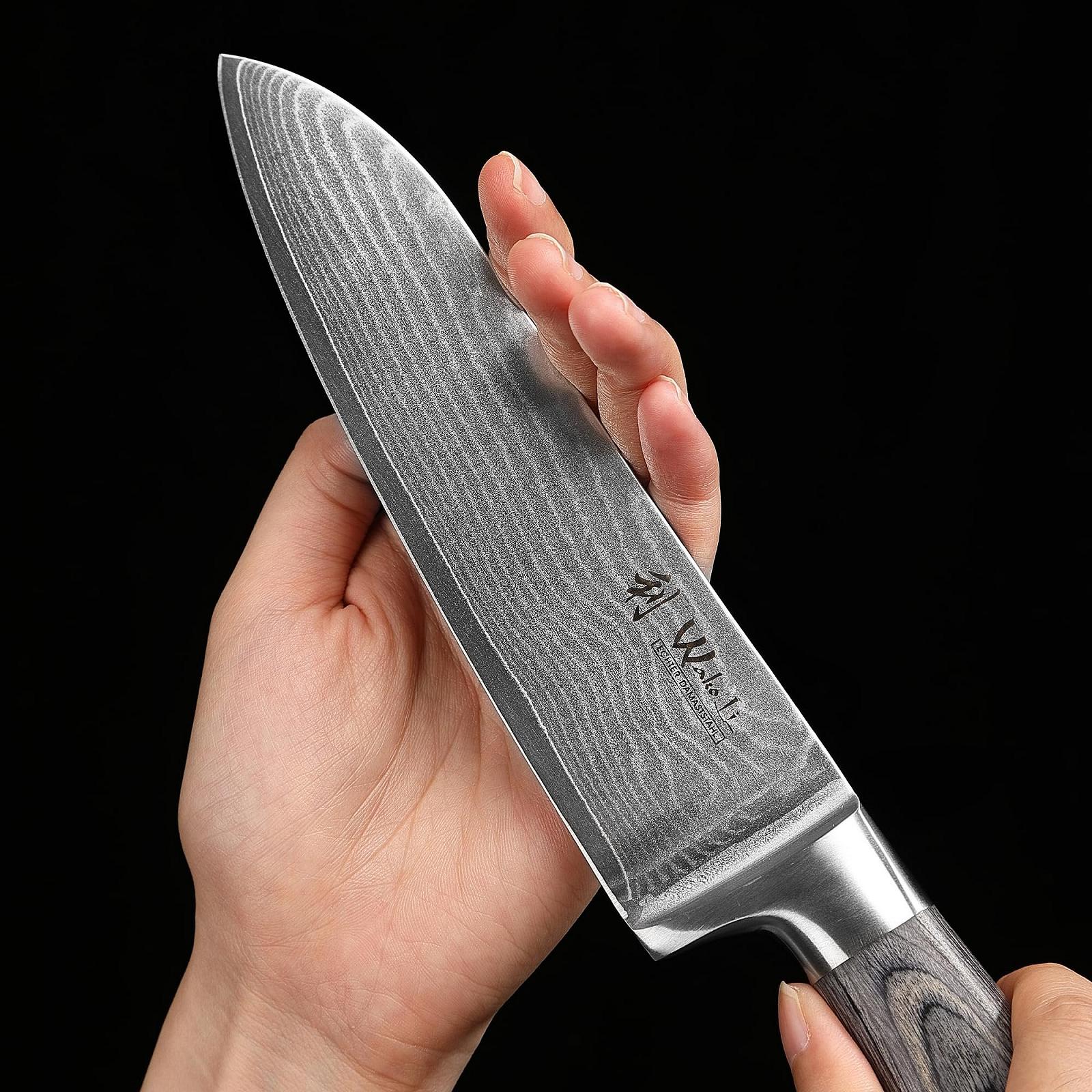 Набір ножів Wakoli Edis Professional Damascus, леза 8-20 см, 67 шарів дамаської сталі з серцевиною VG10, руків’я з дерева Pakka, фото №3