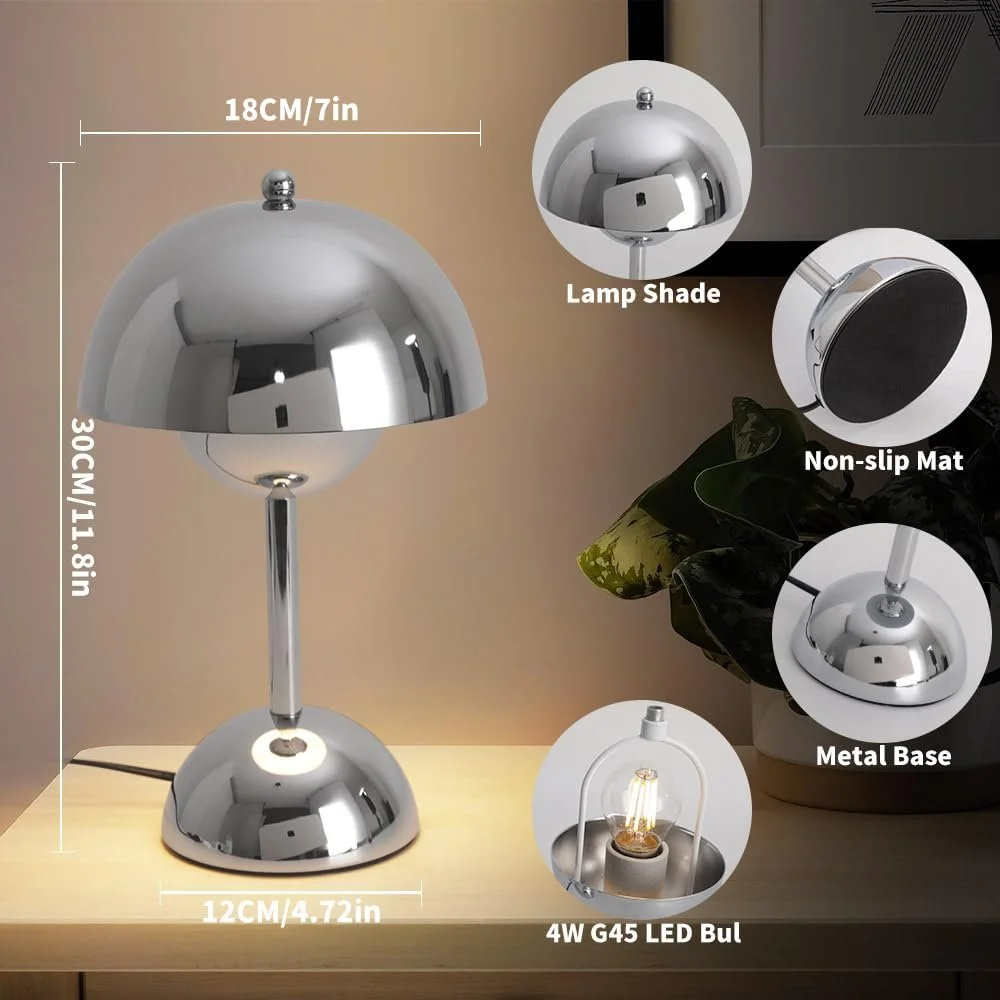 Настільна лампа Mushroom Lamp G45 3000 K сенсорна срібляста, фото №3