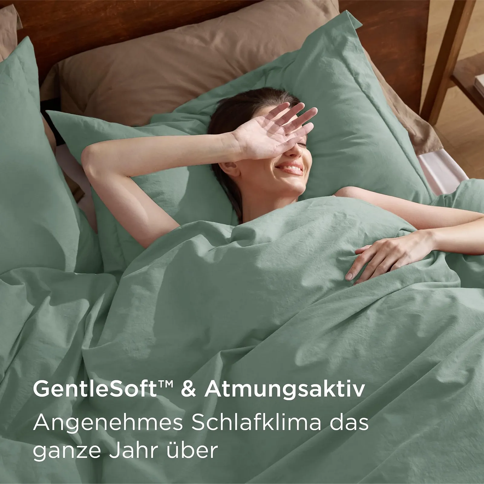 Постельное белье BEDSURE 135 x 200 см, хлопок, 4 предмета, шалфейно-зеленый, фото №2