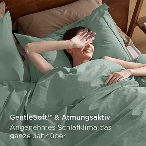 Постельное белье BEDSURE 135 x 200 см, хлопок, 4 предмета, шалфейно-зеленый synthetic.ua - Фото 1