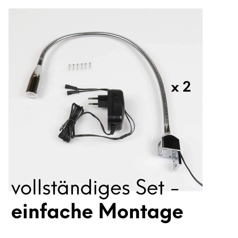 Гнучка світлодіодна лампа для ліжка kalb Material für Möbel LED Reading Light Набір з 2 шт. Хромована, фото №2