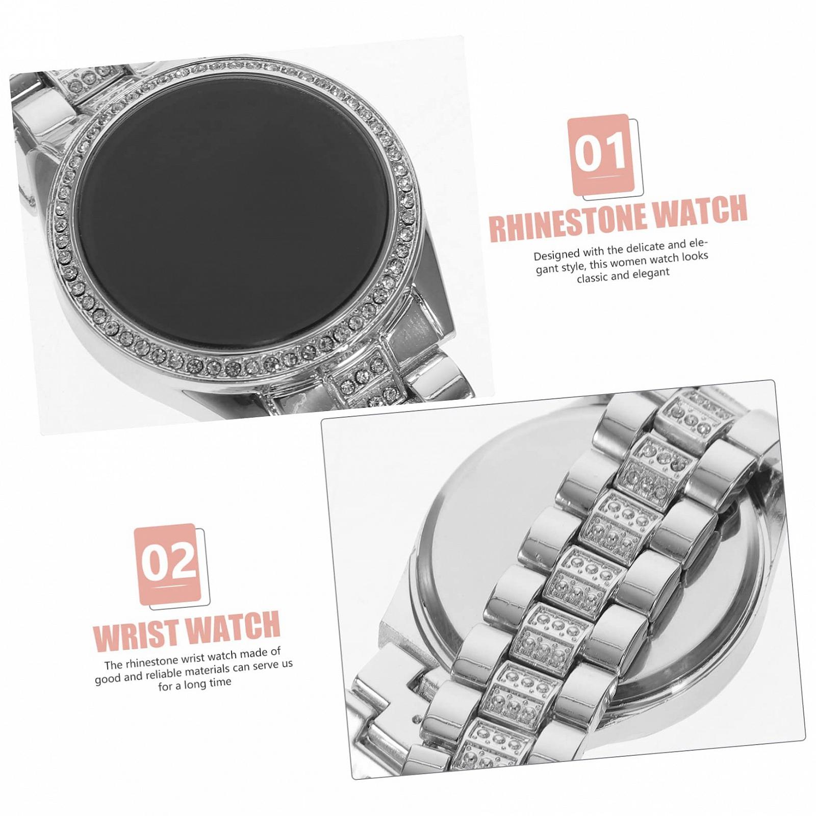 Женские часы OATIPHO Цифровые со стразами Серебристый, фото №7