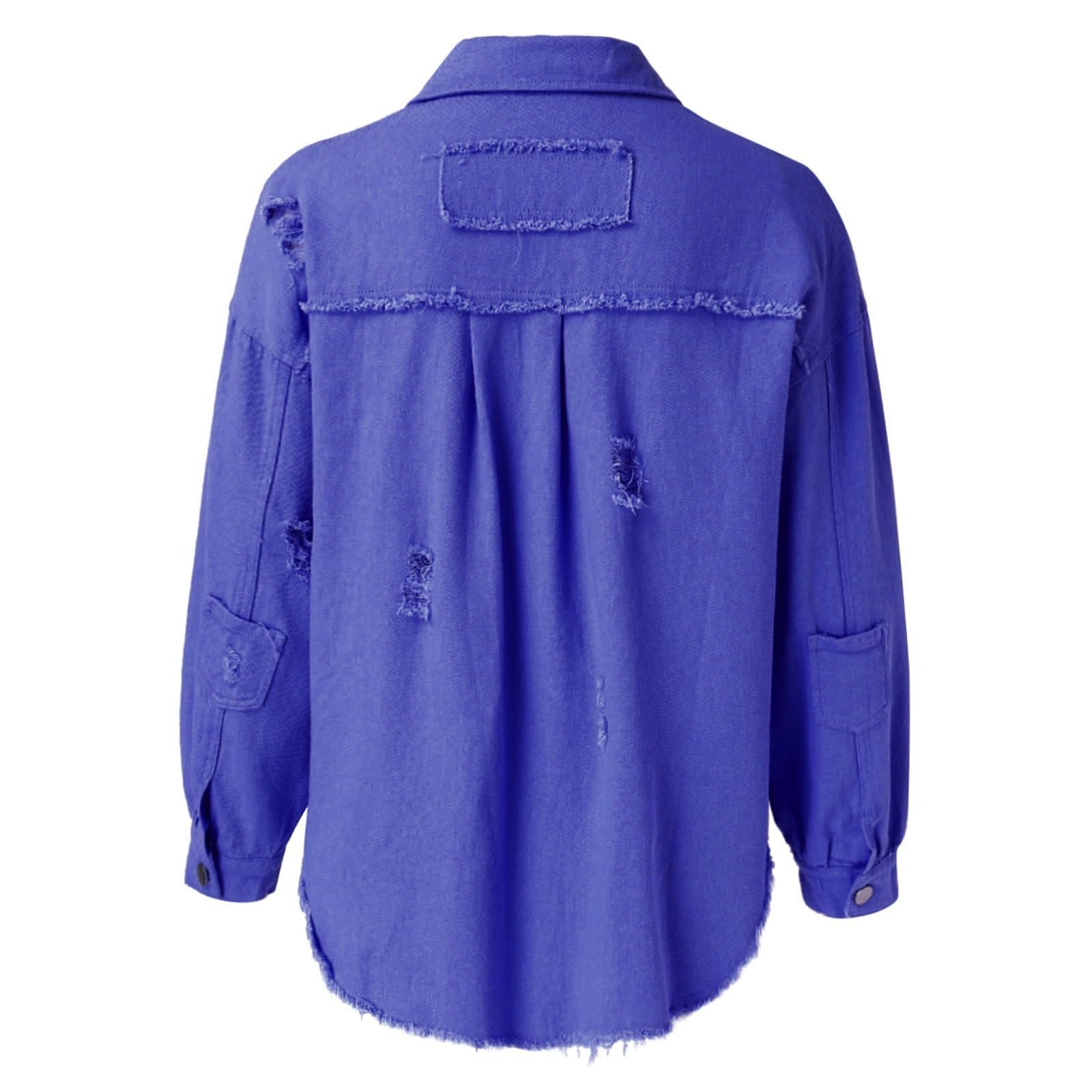 Джинсова куртка MODSGUE Жіноча Повсякденна Об'ємна Джинсова Куртка у Стилі Boyfriend з Потертостями, фото №5