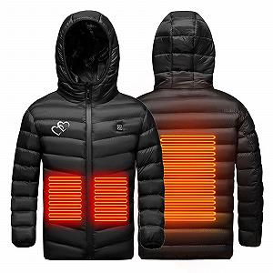 Детская куртка с электроподогревом с капюшоном, стеганая с сердечками и цветочным принтом, 3 уровня температуры, легкая куртка с электроподогревом USB synthetic.ua - Фото 1