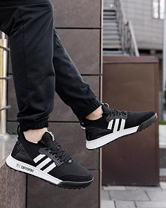 Мужские замшевые кроссовки Adidas Different черно белые повседневные легкие кросы адидас мужская обувь на лето synthetic.ua - Фото 1