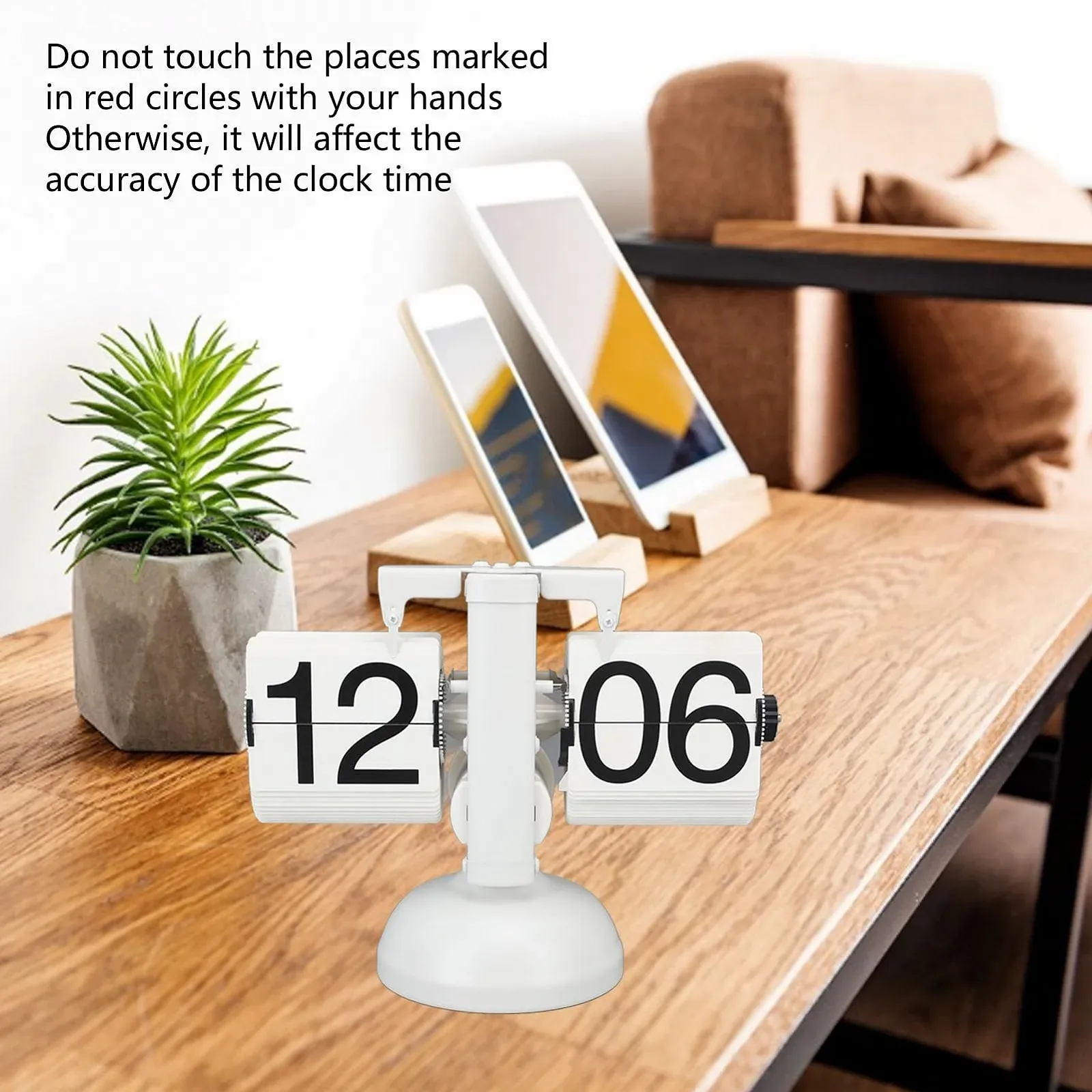 Годинник настільний Mumusuki Retro Folding, батарейне живлення, нержавіюча сталь, регульований час, легко читається, білий, фото №6