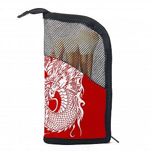 Набір пензлів для макіяжу з сумкою-органайзером 12 штук Chinese Dragon Red - Фото 1