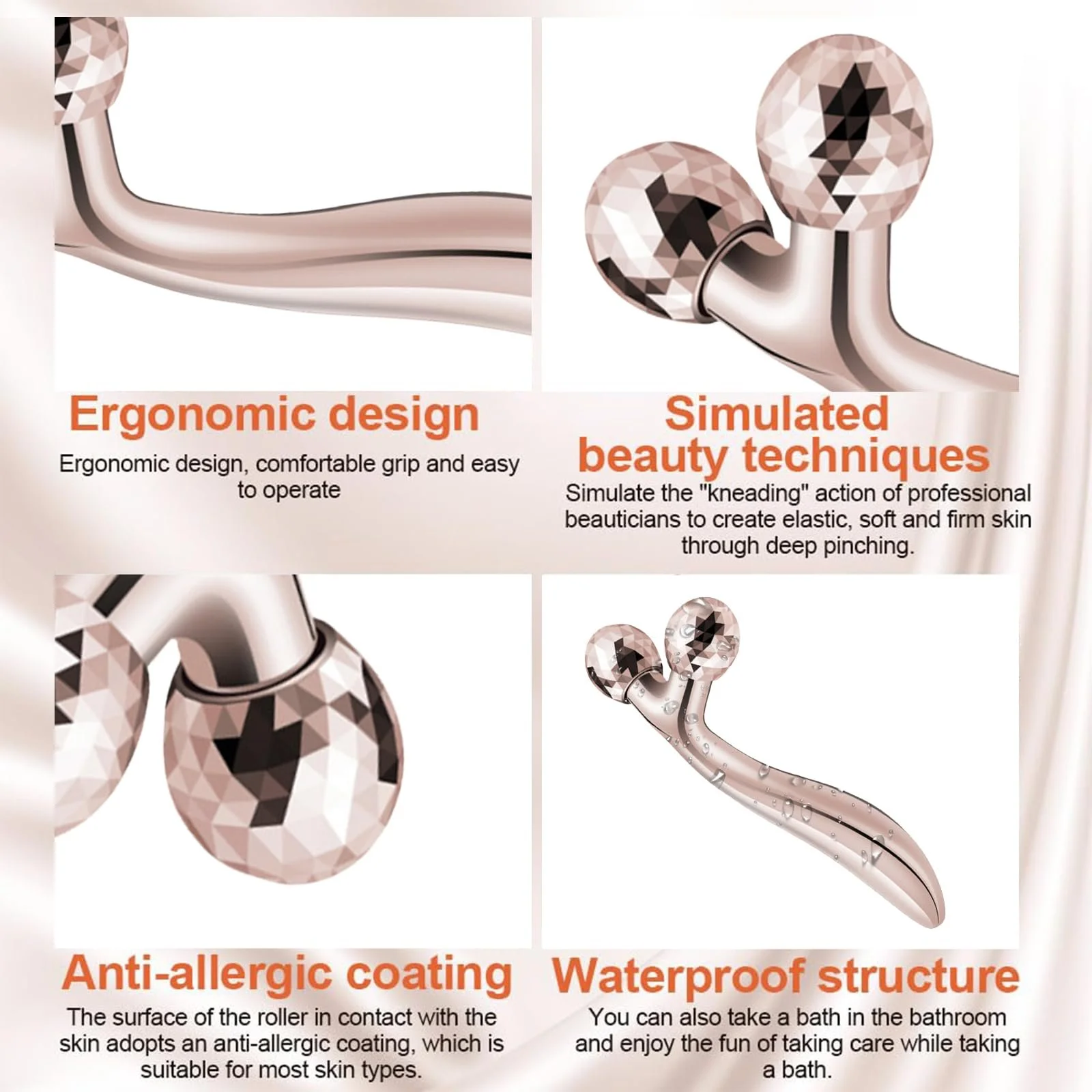 Масажер для обличчя 3D Irikdescia, ролик для обличчя з обертанням на 360°, фото №3
