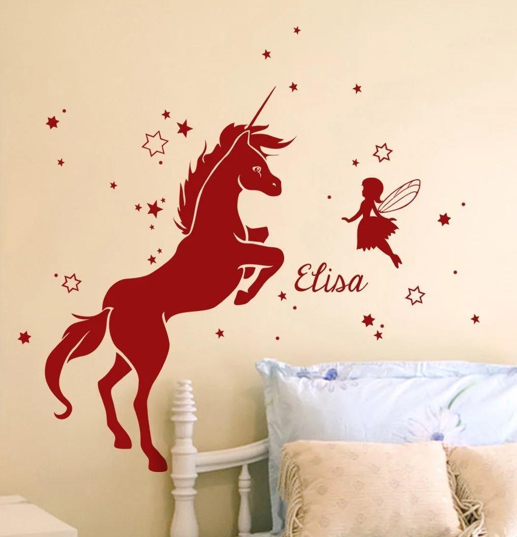 Наклейка на стіну M1530 Єдиноріг з феєю та ім'ям на вибір 53 x 80 см Фіолетова, фото №5 Наклейка на стіну M1530 Єдиноріг з феєю та ім'ям на вибір 53 x 80 см Фіолетова, фото №5