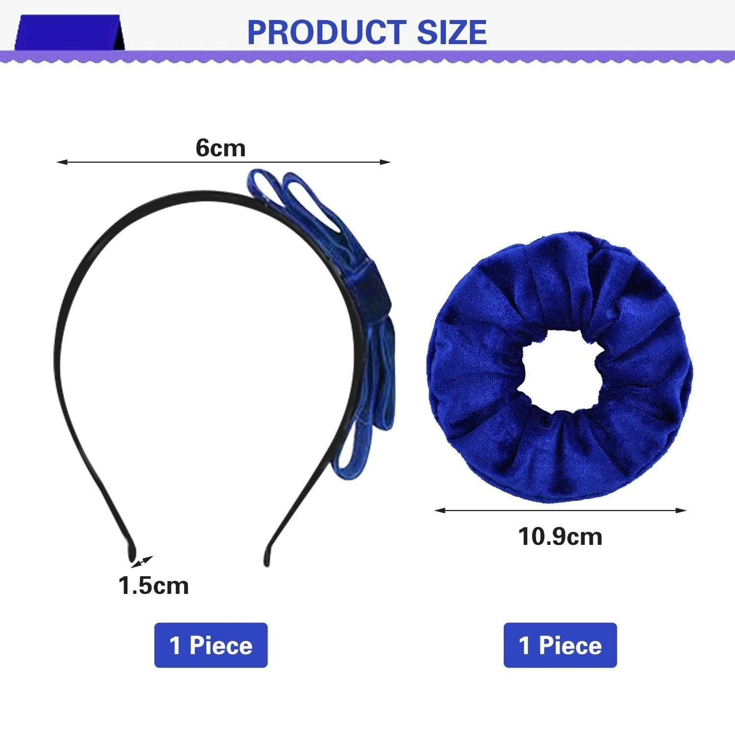 Обруч-бант Тканина Синій, Кільце для волосся, фото №2