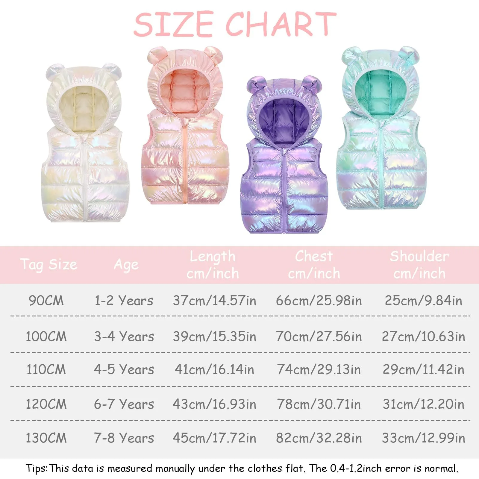 Жилет JiAmy Детский для мальчиков и девочек Зимний Блестящий Легкий Без рукавов Весенний Осенний Зимний, фото №5