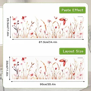 Наклейки на стіну Pack of 2 Flowers Grass Butterflies Green synthetic.ua - Фото 1