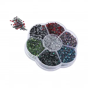 Стрази Плоскі Стрази 10080 шт, Райдужні круглі намистини 7 кольорів Скляні - Фото 1