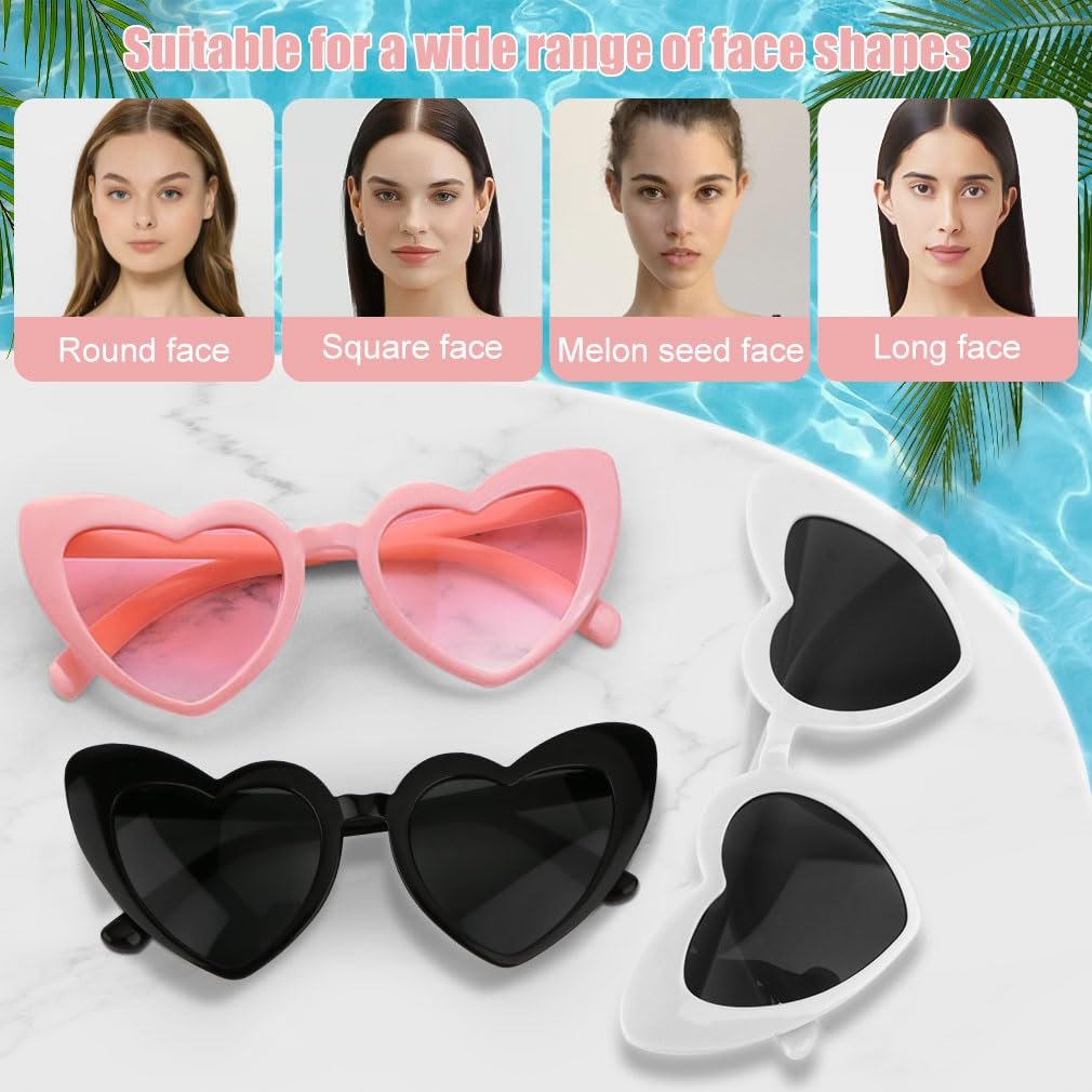 Сонцезахисні окуляри у формі серця (18 шт.) Чорний, білий, рожевий, фото №4