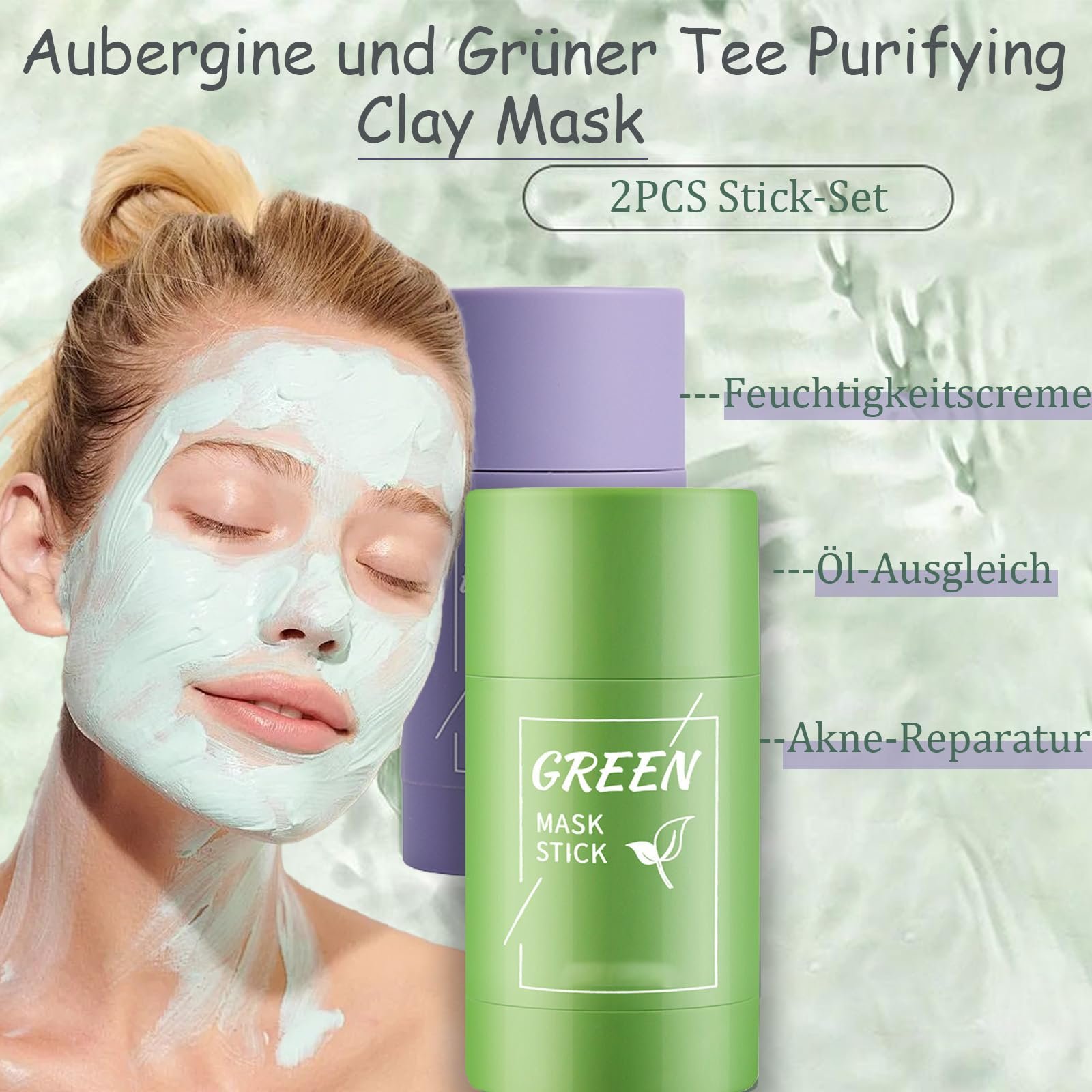 Маска-стік Soleneva Green, Баклажан та Зелений Чай Очищуюча, 2 шт, фото №2