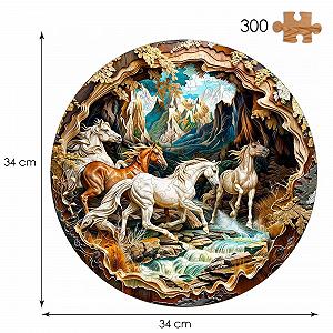 Дерев'яний пазл Wild Horses in Galloping 3D-ефект 300 деталей з міні-мольбертом та коробкою synthetic.ua - Фото 1