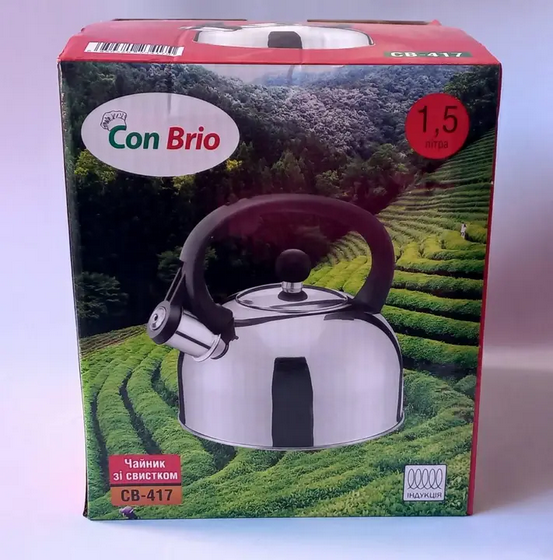 Чайник для плити зі свистком Con Brio СВ-417 1,5л, фото №1 Чайник для плити зі свистком Con Brio СВ-417 1,5л, фото №1