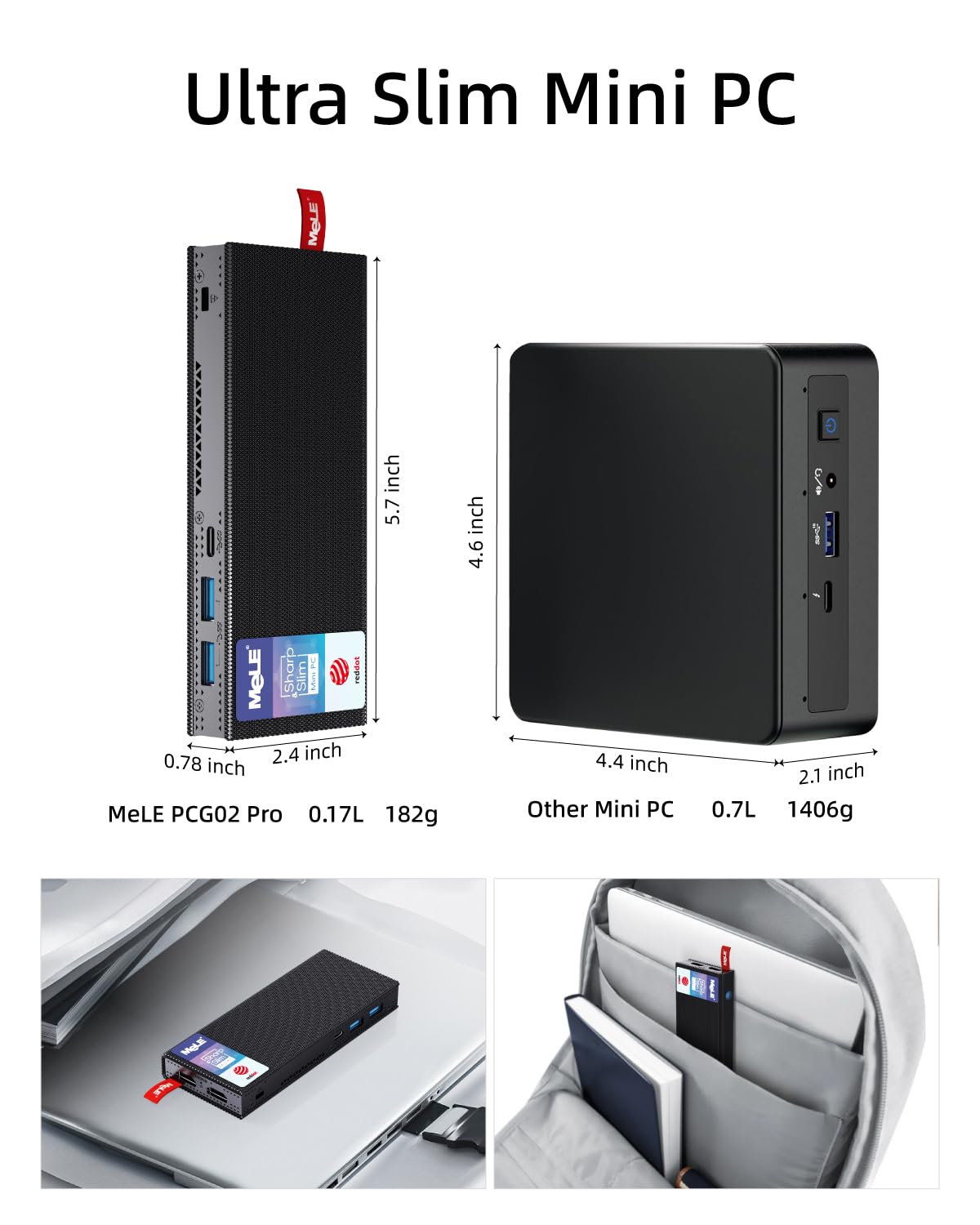 ПК-стик MeLE PCG02 Pro N100 8 ГБ 256 ГБ 4266МГц LPDDR4 Dual HDMI2.0 4k 60Гц RJ45 Gigabit Ethernet BIOS Unlock, фото №4