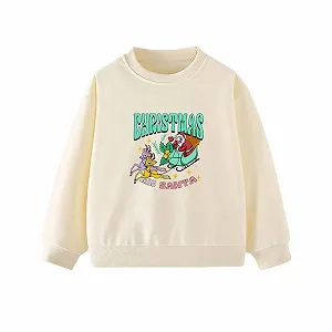 Пуловер для девочек с принтом, круглый вырез, длинные рукава, уютный флисовый худи, мягкая повседневная одежда, праздничная одежда - Фото 1