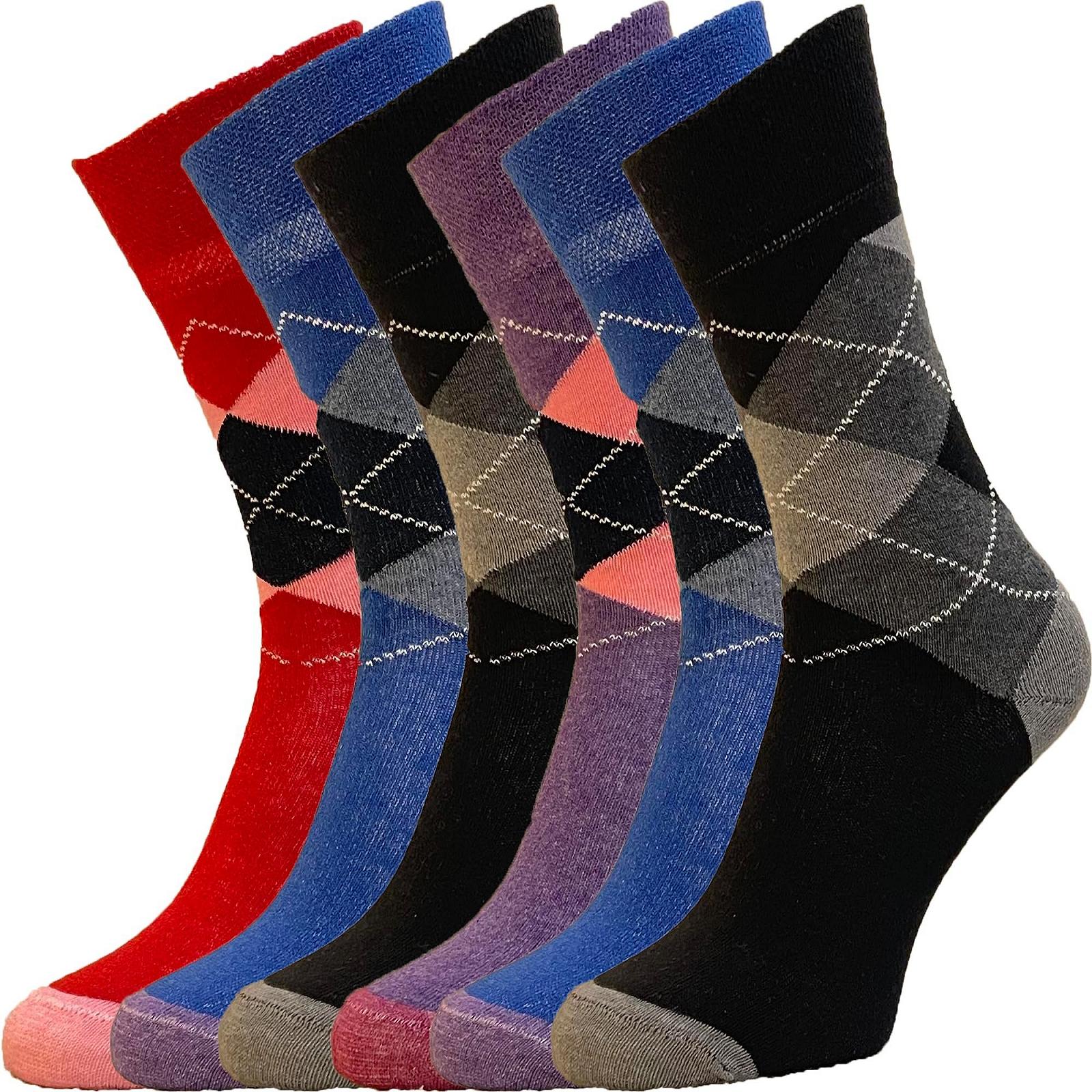 Диабетические носки 6 пар для женщин, неэластичные, с высоким содержанием хлопка, с мягкой резинкой, размер 4-7, набор, фото №1