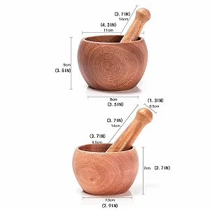 Ступка з товкачиком Дерев'яна для спецій і кухонного використання (Велика) synthetic.ua - Фото 1