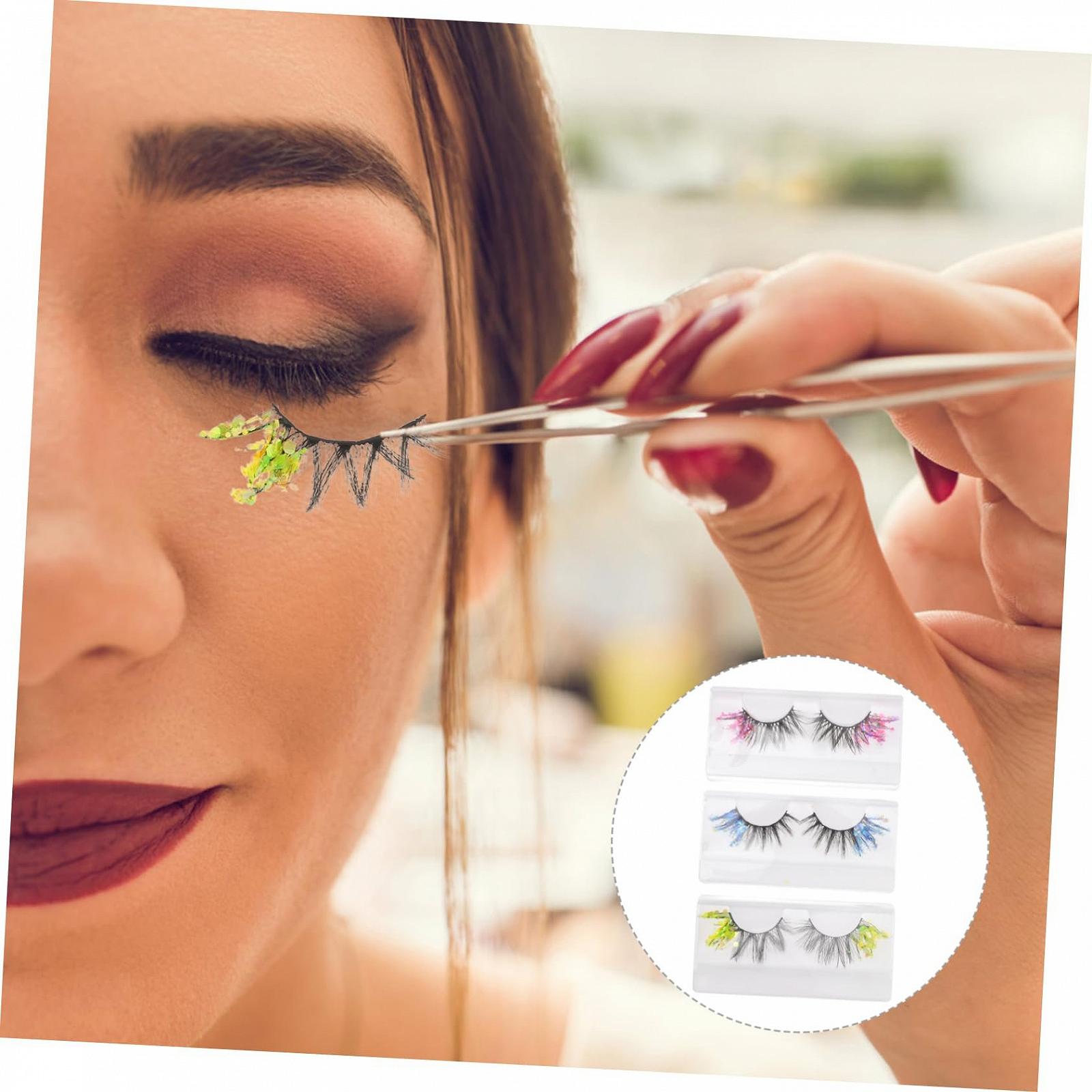 Накладні вії Angoily кольорові 3D синтетичне волокно з глітером 9 пар, фото №7