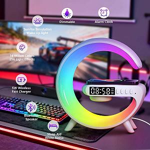 Настільна лампа G-lamp G-series Атмосферна Бездротова зарядка Bluetooth-колонка Будильник synthetic.ua - Фото 1