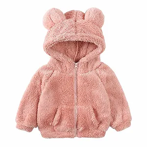 Куртка Teddy Fleece Детская Зимняя для девочек с капюшоном, ушками медвежонка, молнией, мягкая плюшевая теплая флисовая переходная куртка 1-7 лет - Фото 1