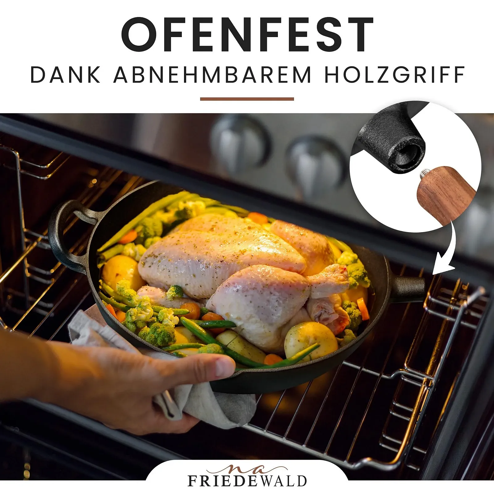 Сковорода-Wok Friedewald Чугунный с крышкой 33 см 5 л Черный, фото №5