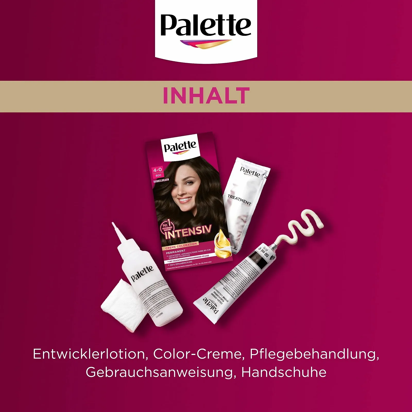 Крем-краска Palette Intensive Cream Colouration 4-0/800 Темно-каштановый (3 x 115 мл), фото №2 Крем-краска Palette Intensive Cream Colouration 4-0/800 Темно-каштановый (3 x 115 мл), фото №2